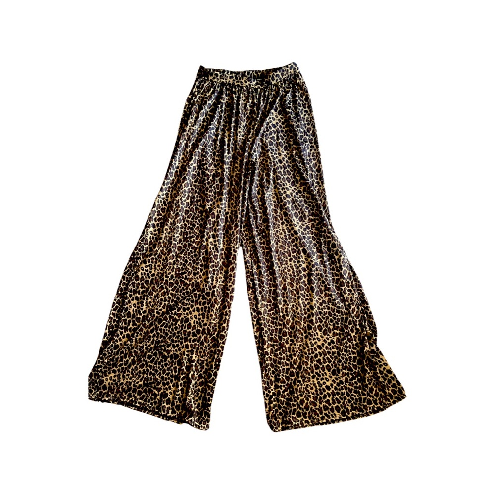 Wide leg flared jersey pants - 12